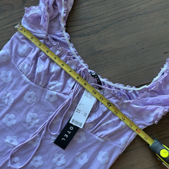 Motel Rocks Purple Mini Dress with Off-the-Shoulder Style Resort Wear - Picture 5 of 6